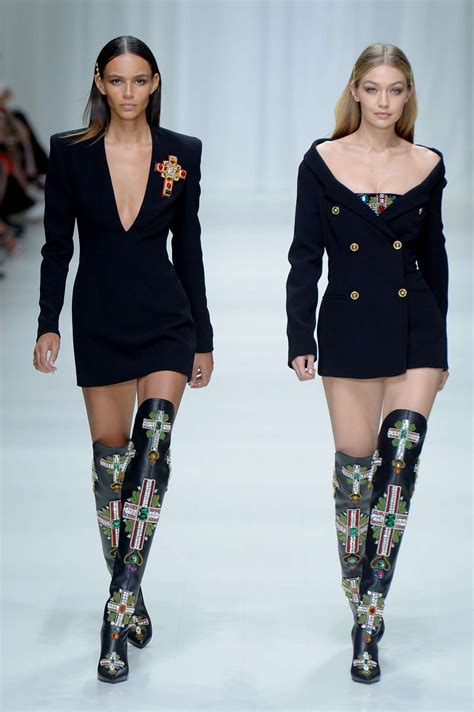 gigi hadid makeup versace|gigi hadid versace boots.